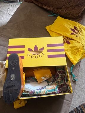 Gucci Yellow and Purple Collaboration Shoe Box with Dust Bag NWT